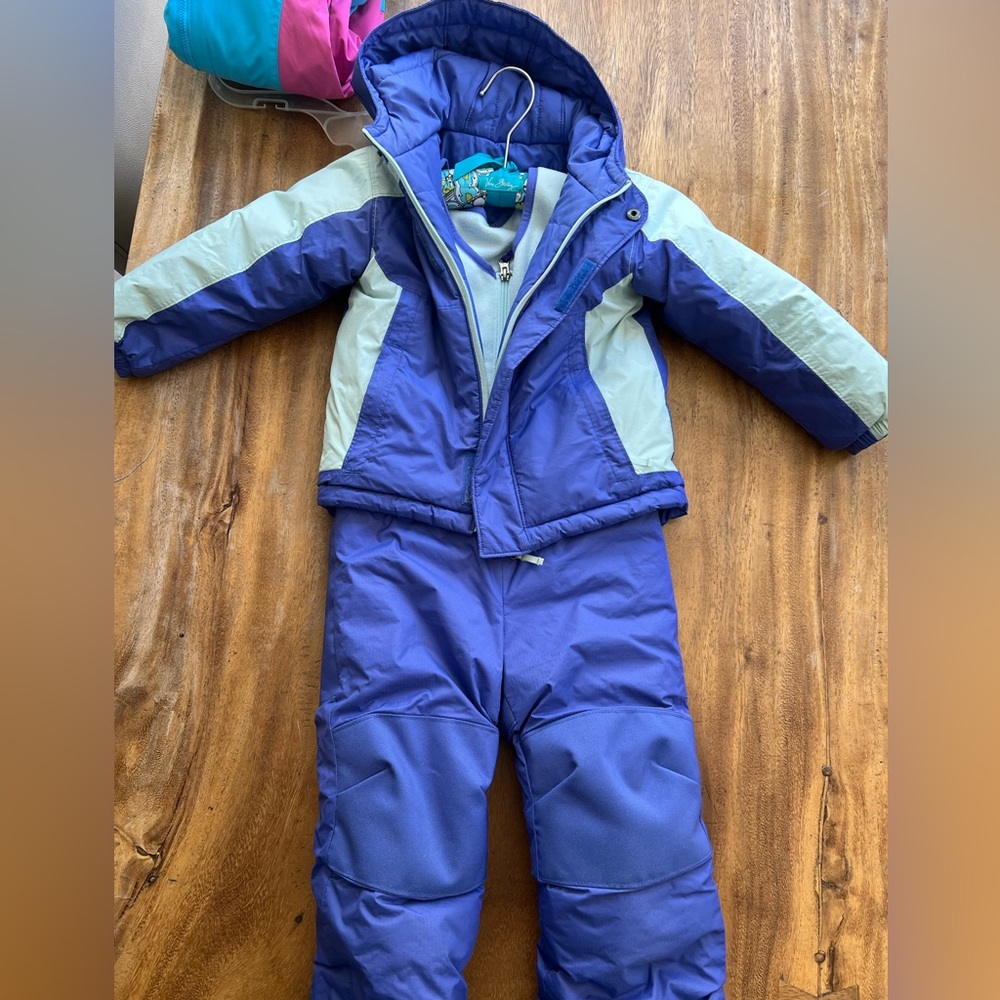 Columbia Kids Puffer Jacket and Pants - Blue and Light Green